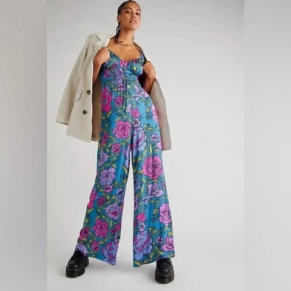 Free People “Rolling Hills” Wide Leg Jumpsuit, SZ Small EUC! - Picture 1 of 10